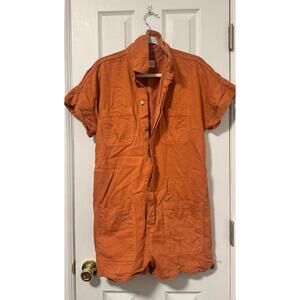 Etica Adelya Utility Romper Jumpsuit Size Small in Hazel - Missing Belt